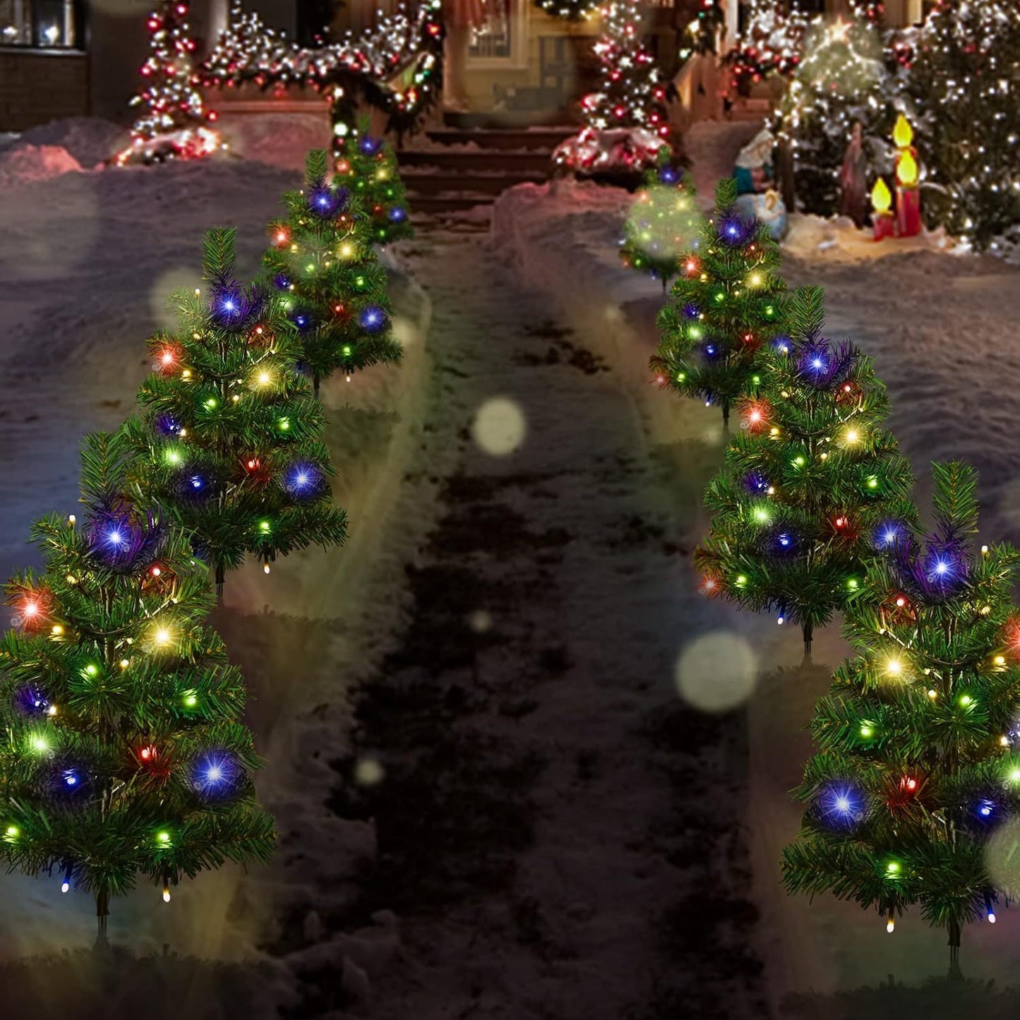 Solar Powered Pathway Christmas Trees
