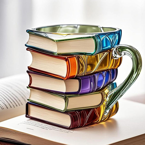 Painted Book Stack Coffee Mug